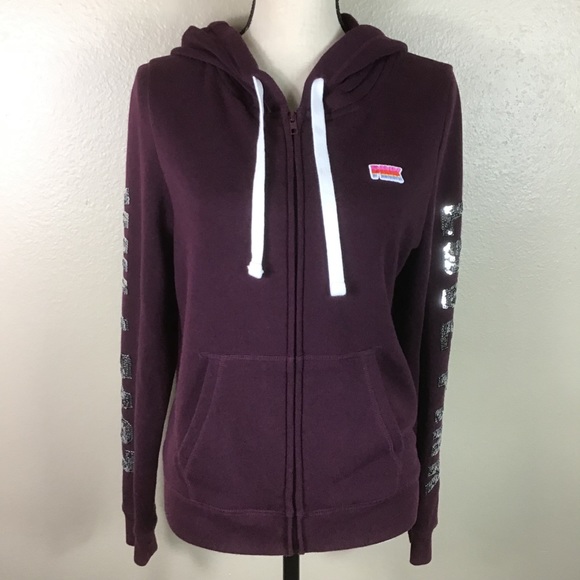 PINK Victoria's Secret Tops - EUC-Victoria’s Secret Pink Bling Purple Hoodie